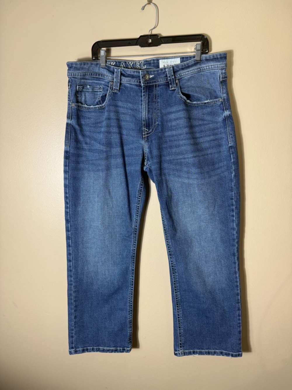 TK Axel Slim Bootcut Jeans 36x30 Fits 36x28 Western Cowboy Denim Distressed